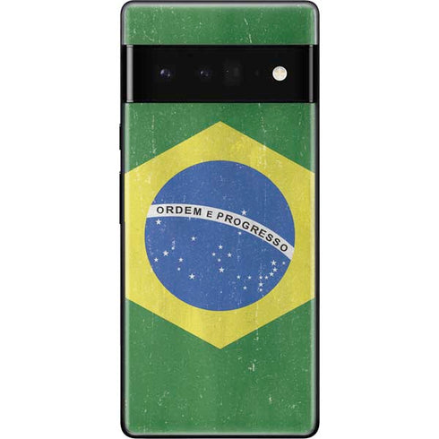 Brazil Flag Distressed Google Pixel 6 Pro Skin